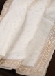 White Handmade Wedding Safa, Dupatta And Mala